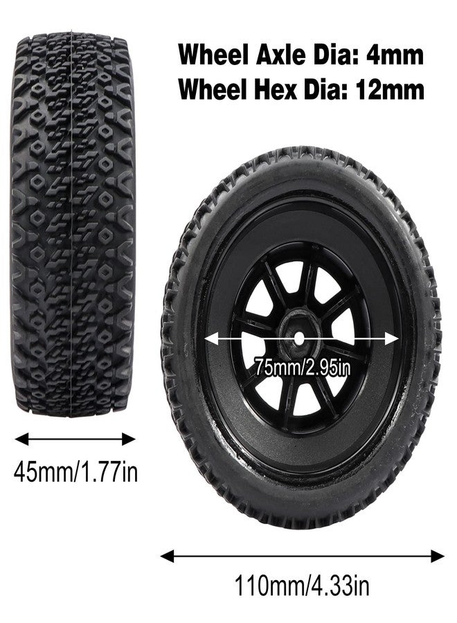 Aimrock 1/10 Glued 12mm Hex Short Course SC Trucks Wheels and Tires Combo, OD 4.3'' for Slash 2WD 4WD Blackout Losi Tenacity Off-Road Car, Set of 4 - Image 2